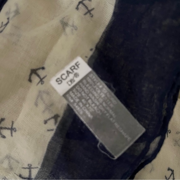 SET of 3 SCARVES H&M Comme Ca Anchor Print Black White Print Fringe - Picture 8 of 9